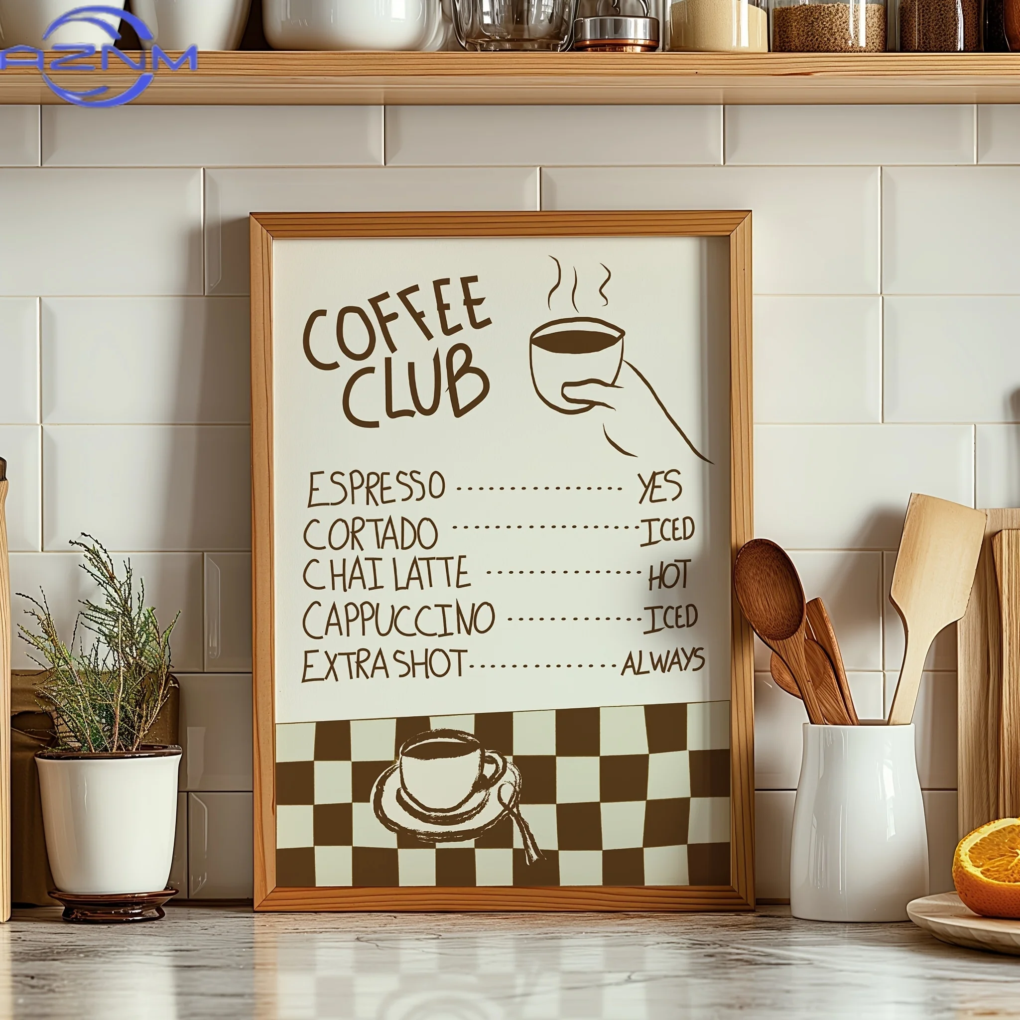 Photography Pose - Cartoon Animal Text Art Coffee Print