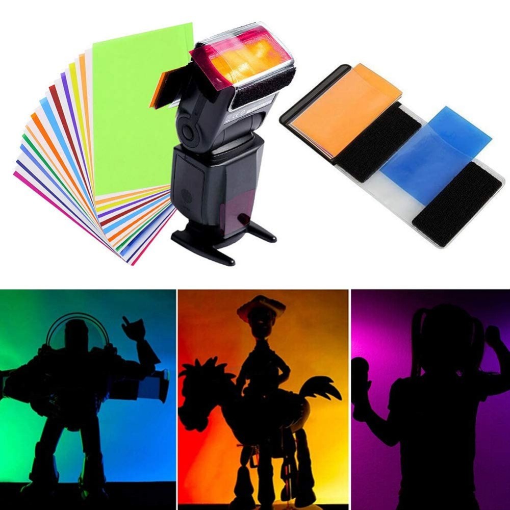 12 Colors Camera Flash Gels Li - đánh giá và giá Photography Kit Pro